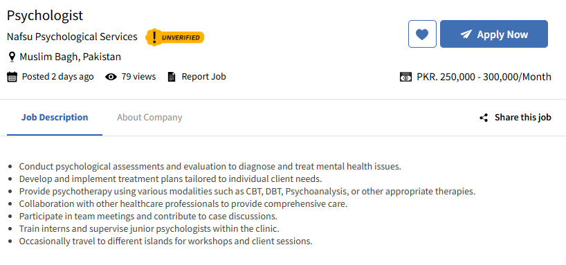 Psychologist Jobs in Nafsu Psychological Services 2024